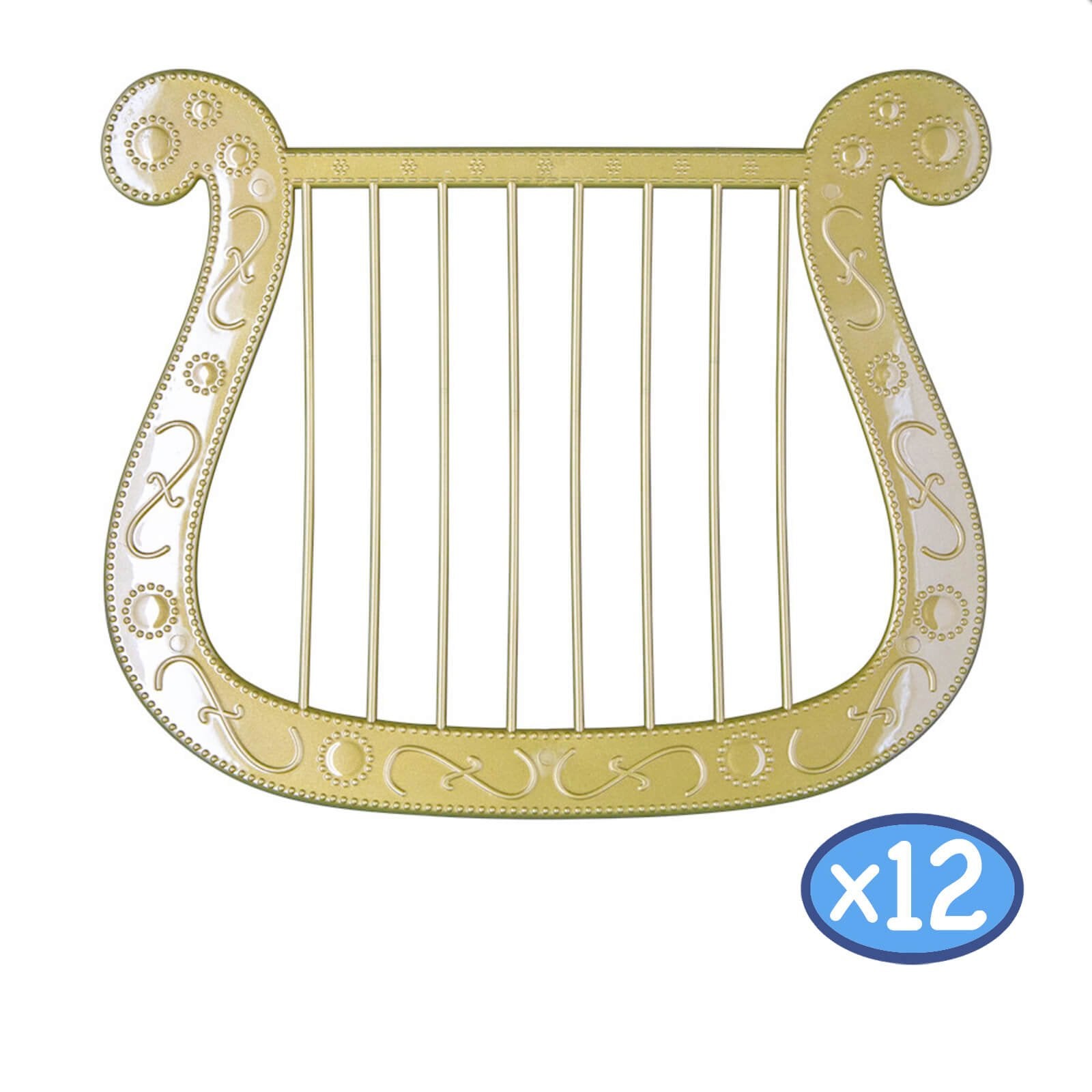 Mr Crimbo 12 x Gold Angels Harp Accessory Nativity Goddess Saint - MrCrimbo.co.uk -WKDXM-4688_12 - -bauble necklace